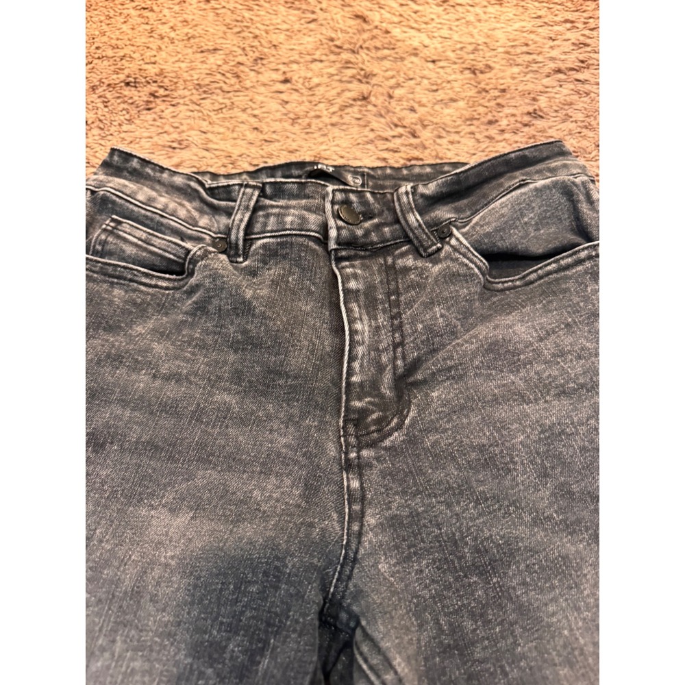 OAT New York Black Cropped Straight Leg Jeans Raw Hem Women's Size 26 - Picture 3 of 6